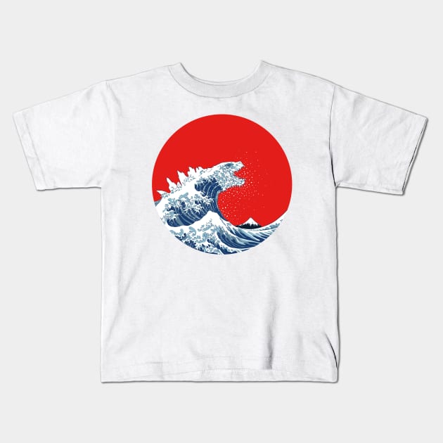 Hokusai Kaiju Kids T-Shirt by Mdk7